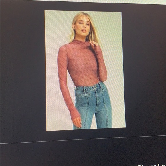 Free people NWT size large mauve lace turtleneck - Picture 1 of 4